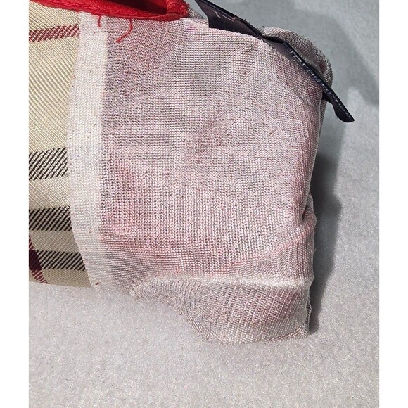 Burberry Red Leather with Nova check fabric & silk lining Gloves sz 7 - Picture 9 of 9